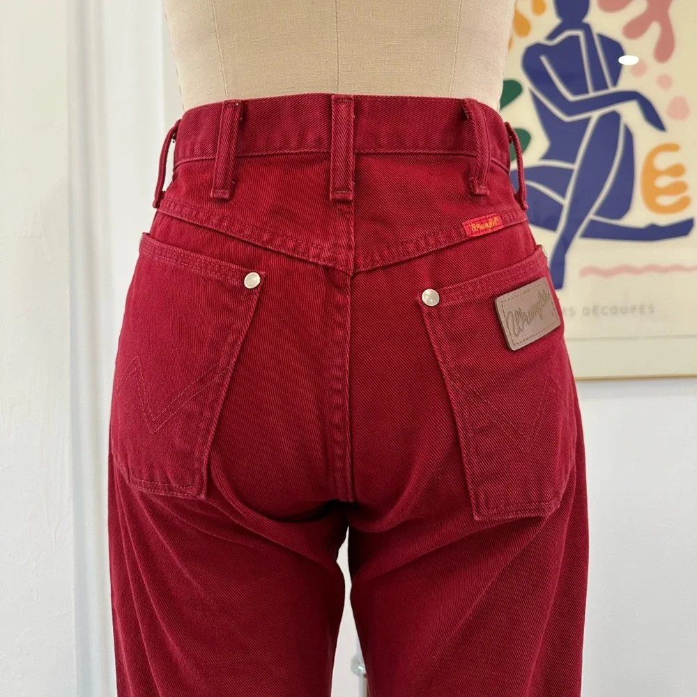 Vintage Wrangler Straight Leg Jeans in Deep Red - Picture 11 of 16